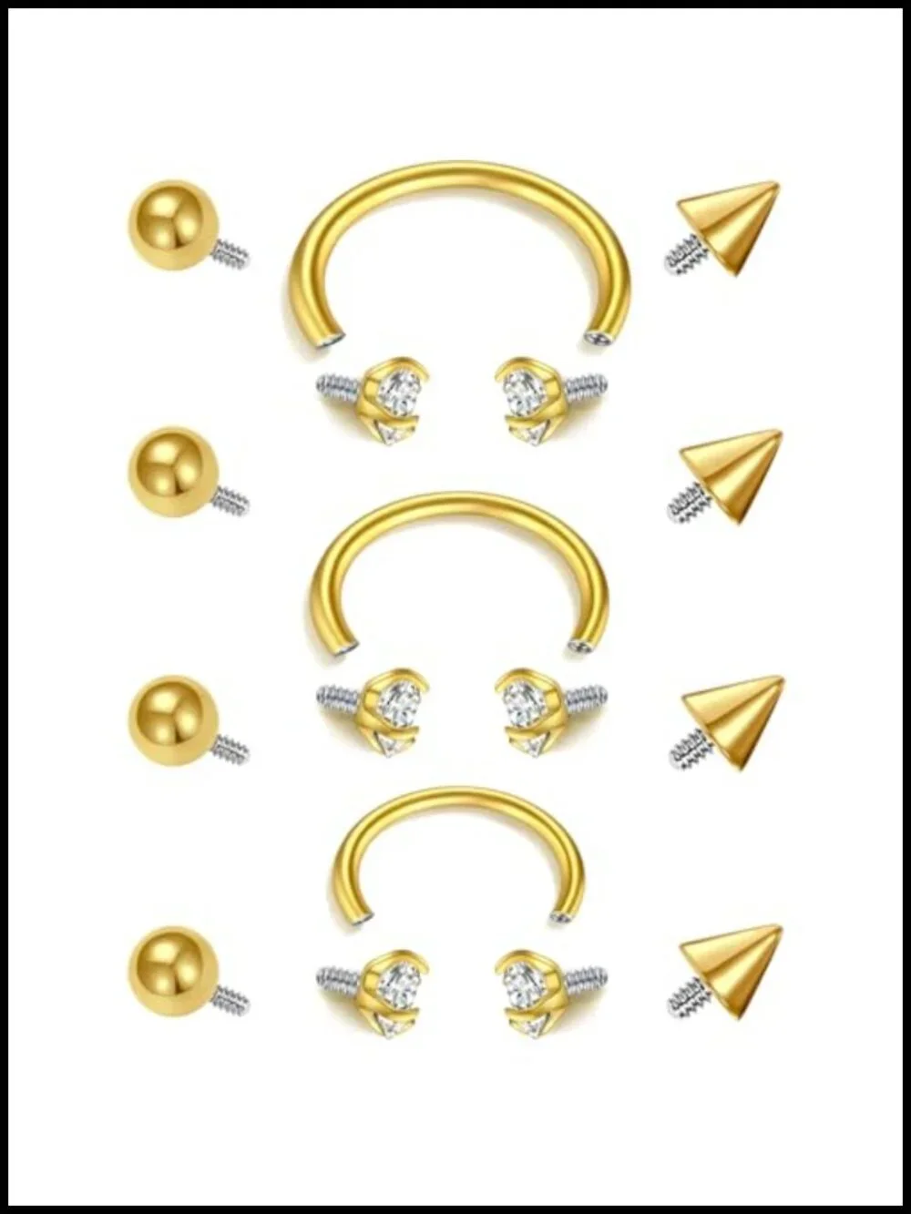 16G Internal Thread Horseshoe Nose Septum Rings 8/10/12mm Labret Lip Ear